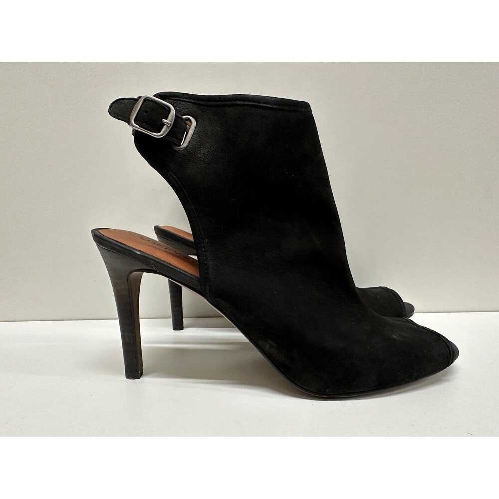 Lucky Brand women size 9.5M black suede upper buckle heel ankle shoe strap shoes - Picture 2 of 12